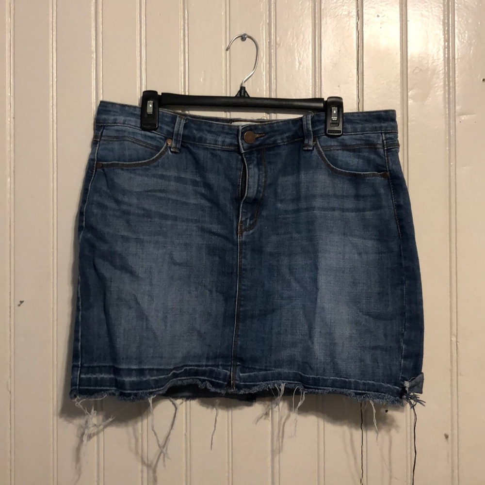 Forever 21 + Distressed Denim Skirt